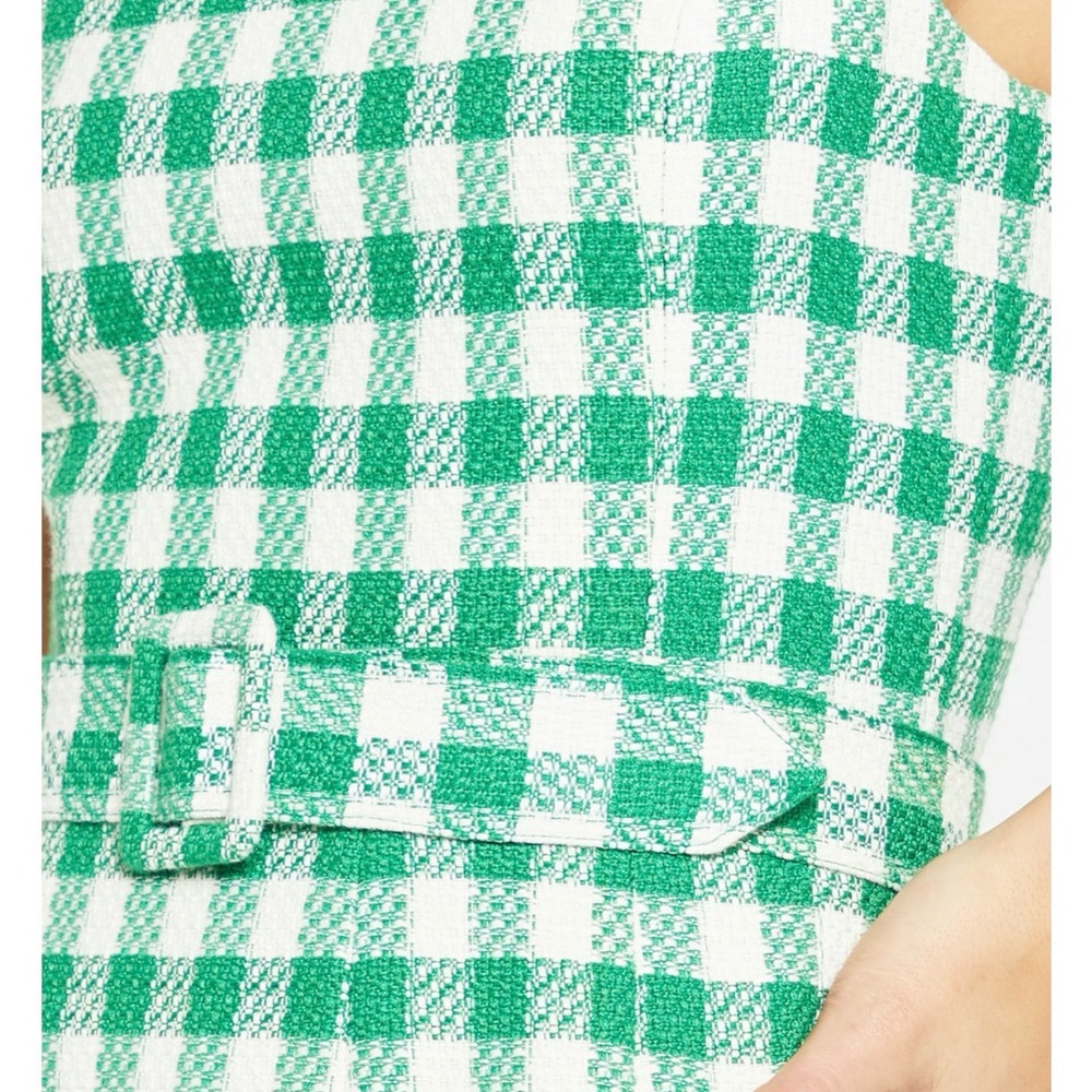 Kourt Green and White Gingham Mini Dress with Belt - Picture 10 of 11